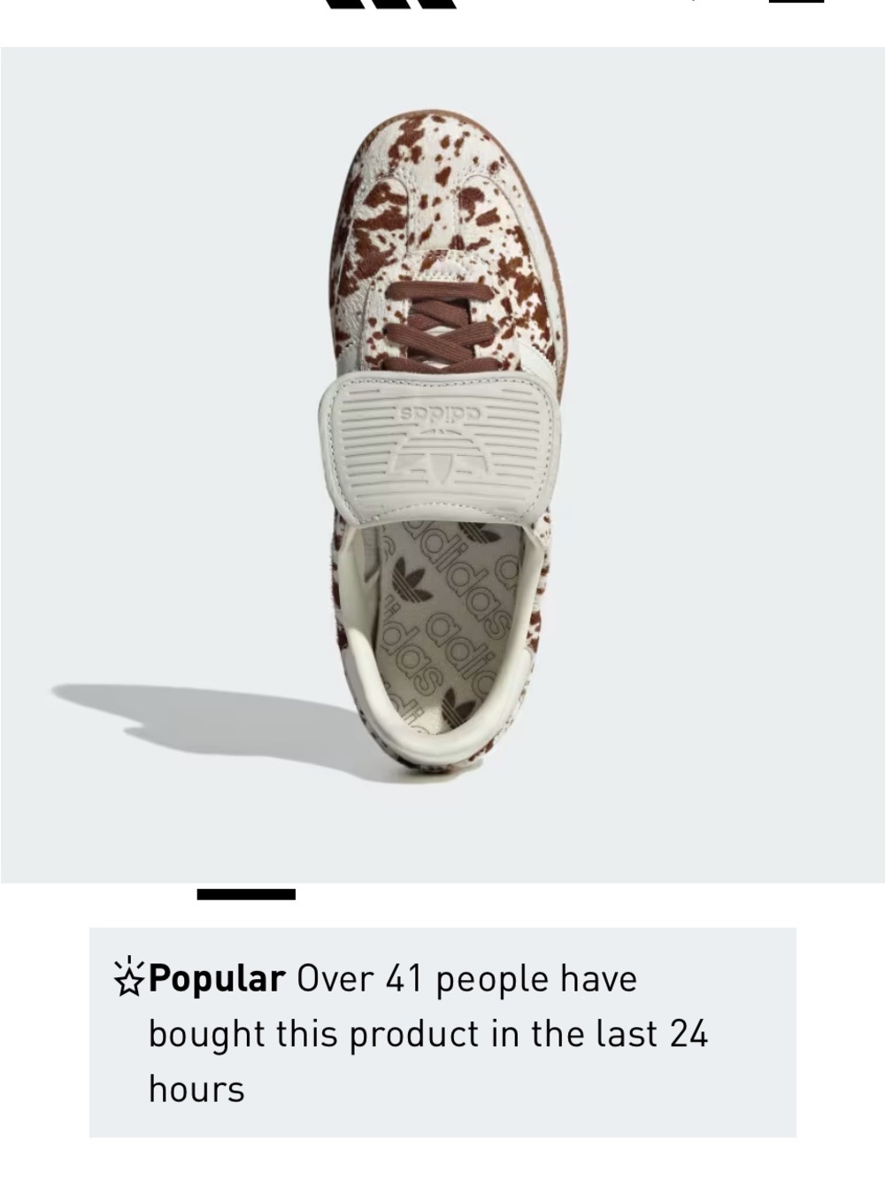 adidas White & Brown Cow Print Samba-Inspired Sneaker